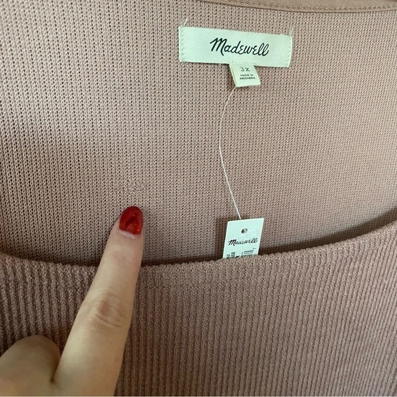 Madewell | Women's Plus Size Pink Jacquard Square-Neck Slouchy Sweater Top 3X - Picture 8 of 8